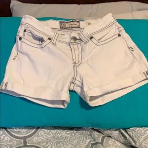 BKE Payton white denim shorts